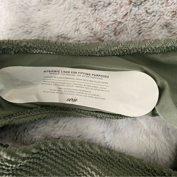 Aerie Shimmery Crinkle Birthday Scoop Cheekiest One Piece Swimsuit Green Size M - Picture 13 of 16